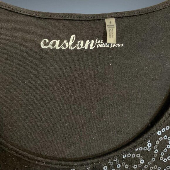 Carlson Black Sequins Size Small Petite Focus Dressy Sequin Camisole Tunic Top - Picture 5 of 8